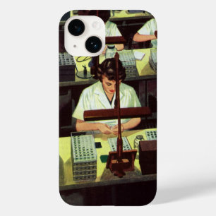 Antieke Zakelijke Telefoonmontagelijnaf Arbeidster Case-Mate iPhone Case