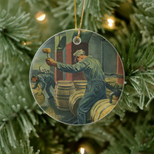 Antieke Zakelijke, Wijn maken kurken van wijnvaten Keramisch Ornament