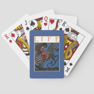 Antieke Zebra met Art Nouveau vrouwelijke Ruiter Pokerkaarten