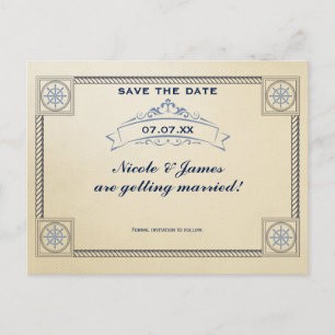 Antieke Zee Bruiloft Save The Date Kaart