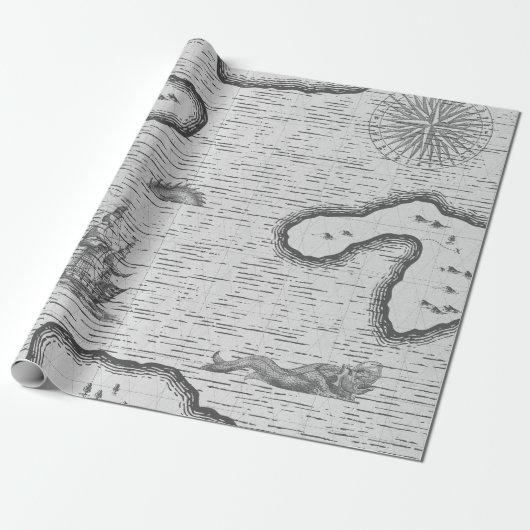 Antieke zeekaart cadeaupapier (Uitgerold)