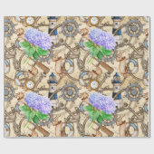 Antieke zeekaart met Hydrangea Cadeaupapier (Vlak)