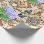 Antieke zeekaart met Hydrangea Cadeaupapier (Hoek)