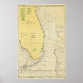 Antieke zeekaart van Florida Poster