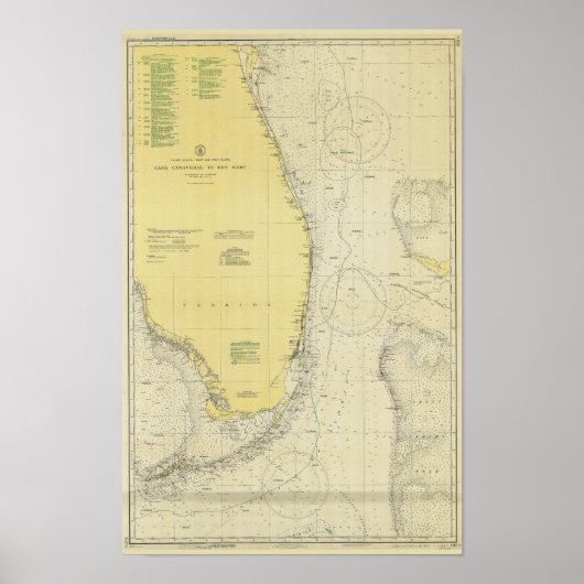 Antieke zeekaart van Florida Poster (Voorkant)