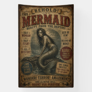 Antieke Zeemeermin Freak Sideshow Banner