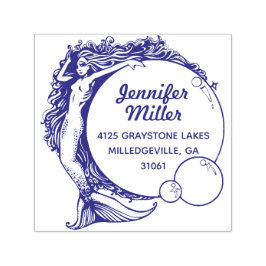 Antieke Zeemeermin Retouradres Stempel Zelfinktend