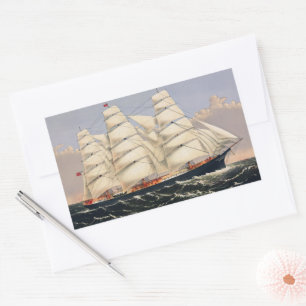 Antieke Zeevaart Sailing Ship Currier & Ives Rechthoekige Sticker