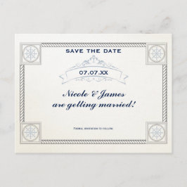 Antieke Zeevaart Strand Bruiloft Save The Date Kaa Aankondigingskaart