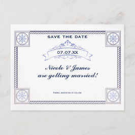 Antieke Zeevaart Strand Bruiloft Save The Date Kaa Aankondigingskaart