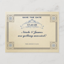 Antieke Zeevaart Strand Bruiloft Save The Date Kaa Aankondigingskaart