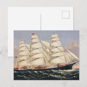 Antieke Zeevaart Zeilschip Currier & Ives Briefkaart