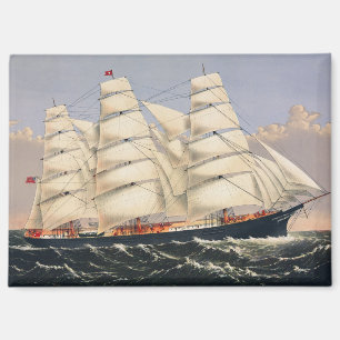 Antieke Zeevaart Zeilschip Currier & Ives Magneet