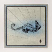 Antieke Zeevaart Zwemmende Zeepaard Zeepaarden Legpuzzel (Horizontaal)