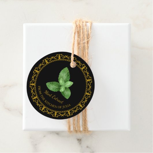 Antieke zelfgemaakte muntextract hanglabel bedankjes labels (In situ)