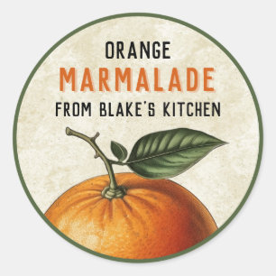 Antieke zelfgemaakte oranje marmelade inmaaklabels ronde sticker