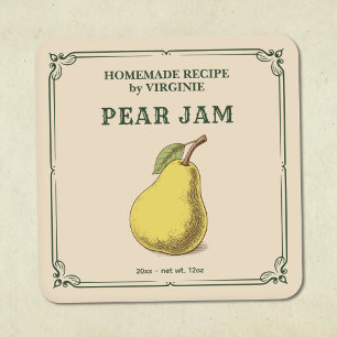 Antieke Zelfgemaakte Perenjam Label Sticker