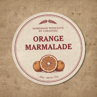 Antieke zelfgemaakte sinaasappel Marmalade Labelst Ronde Sticker