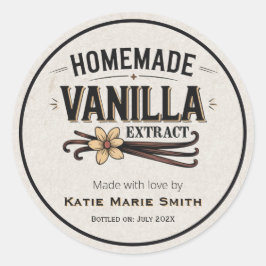 Antieke zelfgemaakte vanille-extract bruin ronde sticker