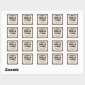 Antieke zelfgemaakte vanille-extract bruin vierkante sticker (Vel)