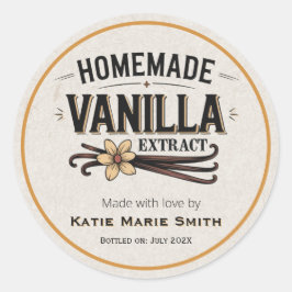 Antieke zelfgemaakte vanille-extract mosterdlabel ronde sticker