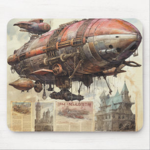 Antieke Zeppelin Koperen Messing Luchtvaartuig Muismat