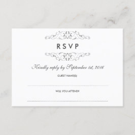 Antieke zilveren bloeiende huwelijks-RSVP RSVP Kaartje