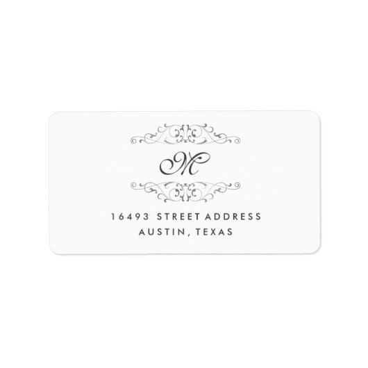 Antieke zilveren bloemige monogram adreslabels etiket (Voorkant)