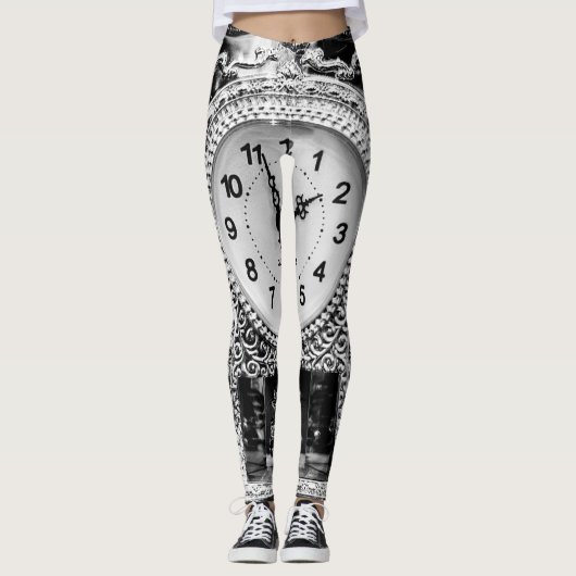 Antieke zilveren klok leggings (Voorkant)