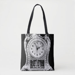 Antieke zilveren klok tote bag