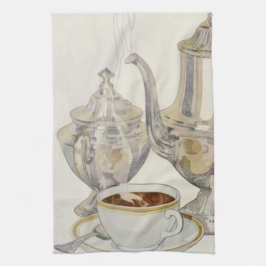 Antieke zilveren koffieservice theedoek (Verticaal)