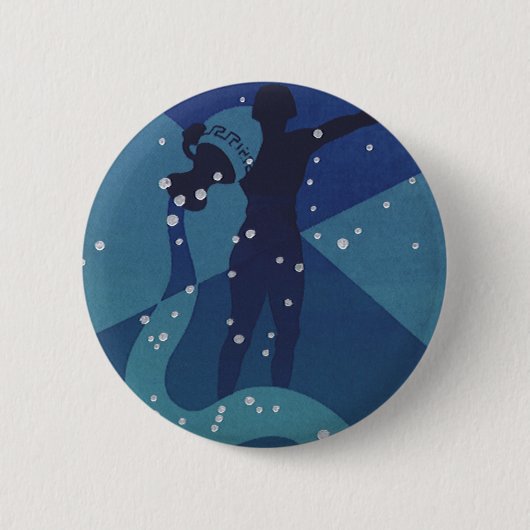 Antieke Zodiac Astrologie, Aquarius Sterrenbeeld Ronde Button 5,7 Cm (Voorkant)