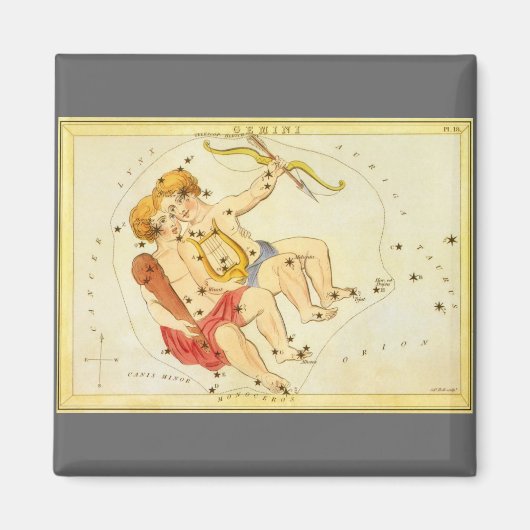 Antieke Zodiac Astrologie Tweeling Sterrenbeeld Magneet (Voorkant)