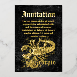 Antieke Zodiac Schorpioen Folie Uitnodiging