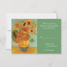 antieke zonnebloemen trouw RSVP kaart