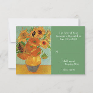antieke zonnebloemen trouw RSVP kaart