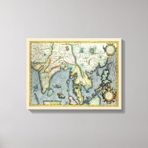 Antieke Zuidoost-Aziatische kaart door Mercator /  Canvas Afdruk