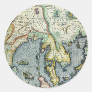 Antieke Zuidoost-Aziatische kaart door Mercator /  Ronde Sticker