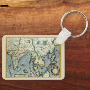 Antieke Zuidoost-Aziatische kaart door Mercator /  Sleutelhanger