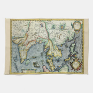 Antieke Zuidoost-Aziatische kaart door Mercator /  Theedoek