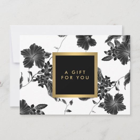 Antieke Zwart Bloemmotief Cadeaubon (Voorkant)