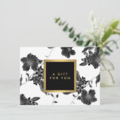 Antieke Zwart Bloempatroon Cadeaubon (Staand voorkant)