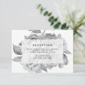 Antieke zwart-wit bloemige ontvangstkaart informatiekaartje (Staand voorkant)