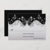 Antieke zwart zilveren vlinderwervelingen RSVP (Voorkant / Achterkant)