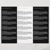 Antieke zwarte bloempatroon tri-fold brochure (Achterkant)