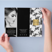 Antieke zwarte bloempatroon tri-fold brochure (Hand)