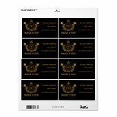 Antieke zwarte en gouden monogram esdoornsiroop la etiket (Full Sheet)