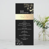 Antieke Zwarte en Gouden Trouwmenu Menu (Staand voorkant)