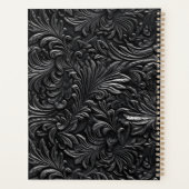 Antieke zwarte goud gestempelde leren monogram naa planner (Achterkant)