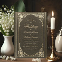 Antieke Zwarte Gouden Elegante Kalligrafie Bruilof